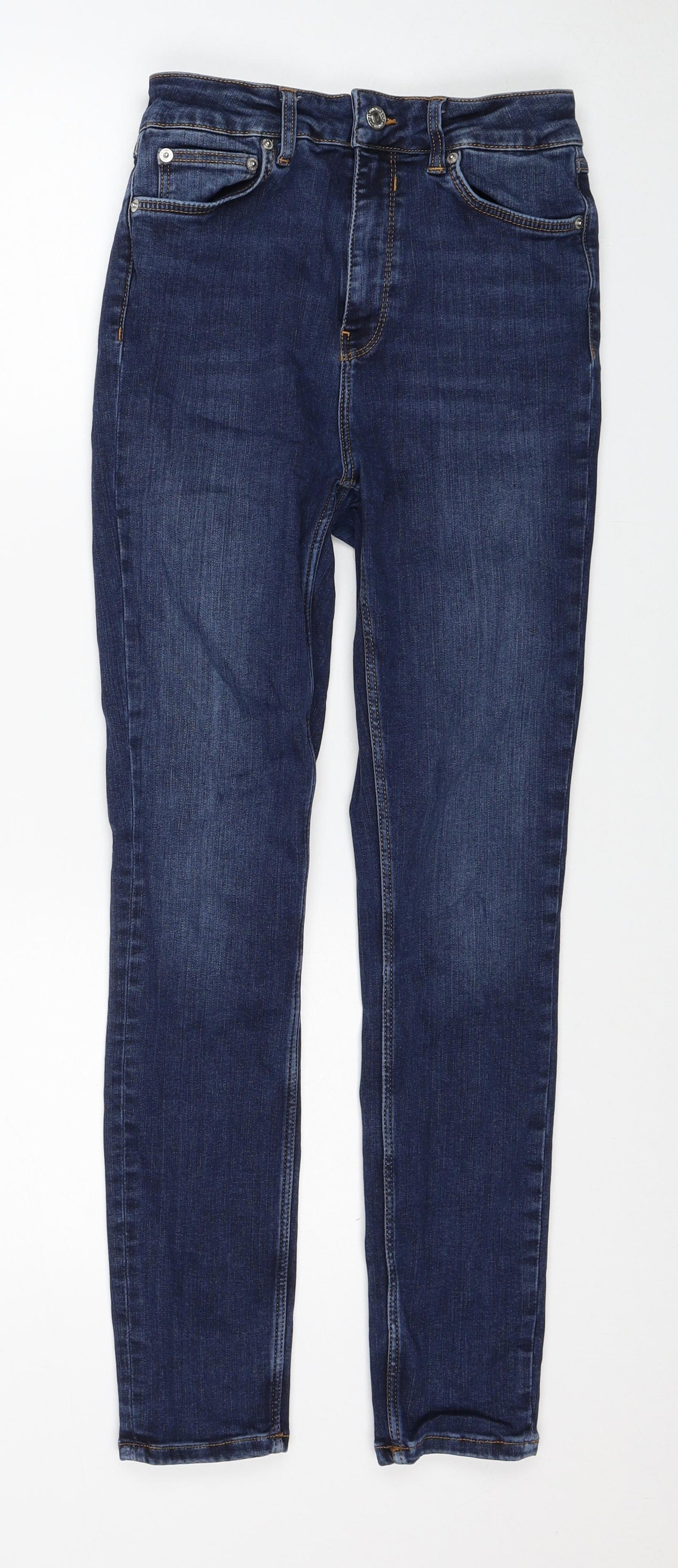 Zara Womens Blue Cotton Skinny Jeans Size 10 Regular Zip