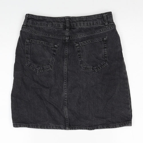 Topshop Womens Black Cotton Straight & Pencil Skirt Size 26 in Zip