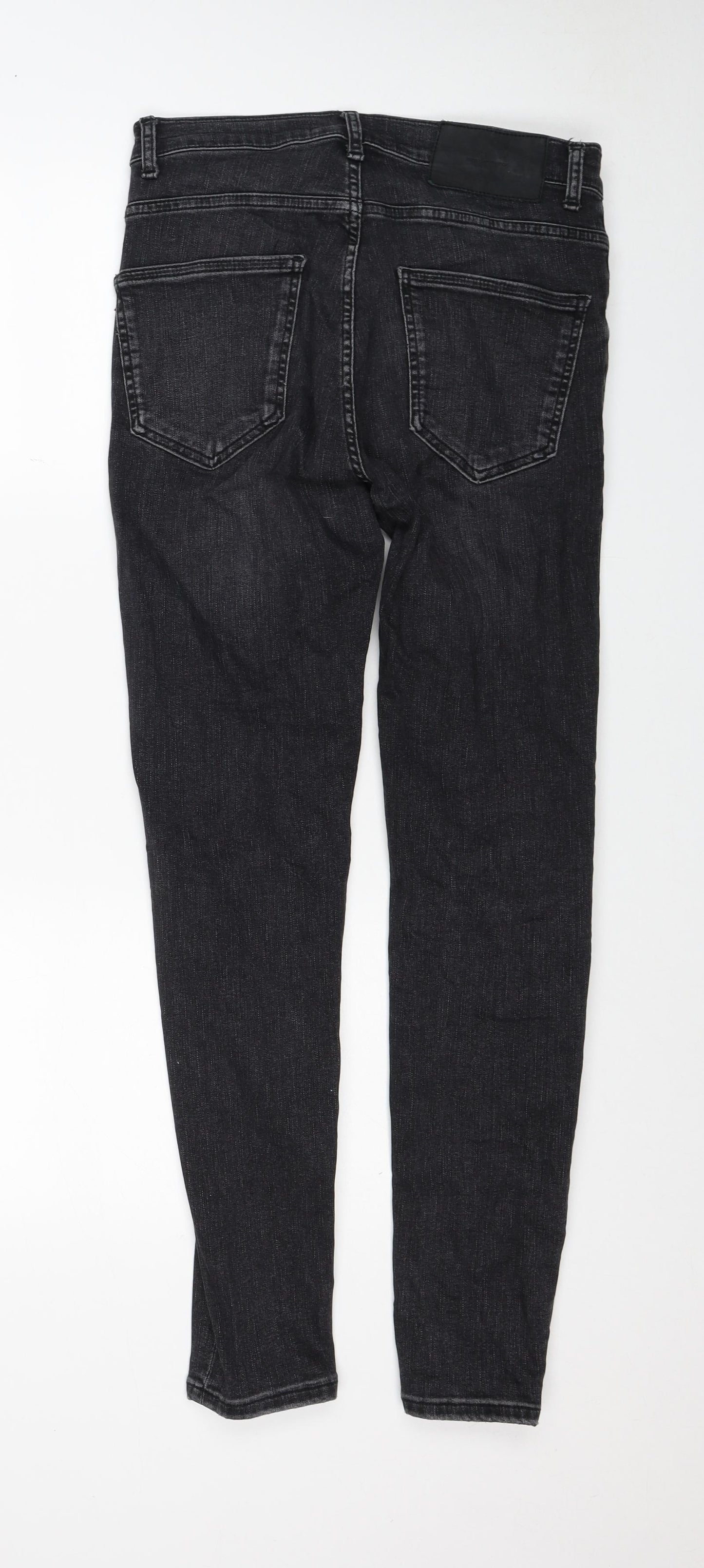 Zara Womens Black Cotton Skinny Jeans Size 14 Regular Zip