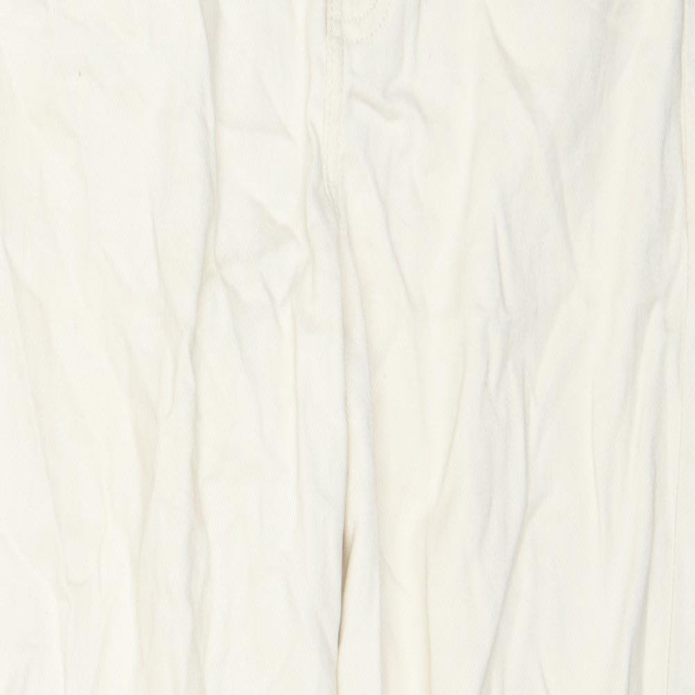 F&F Womens Ivory Cotton Straight Jeans Size 8 Regular Zip