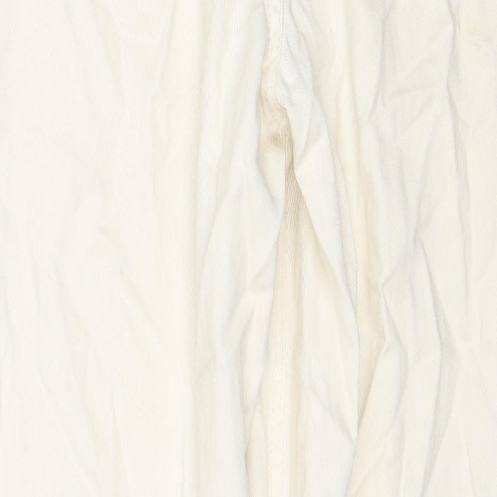 F&F Womens Ivory Cotton Straight Jeans Size 8 Regular Zip