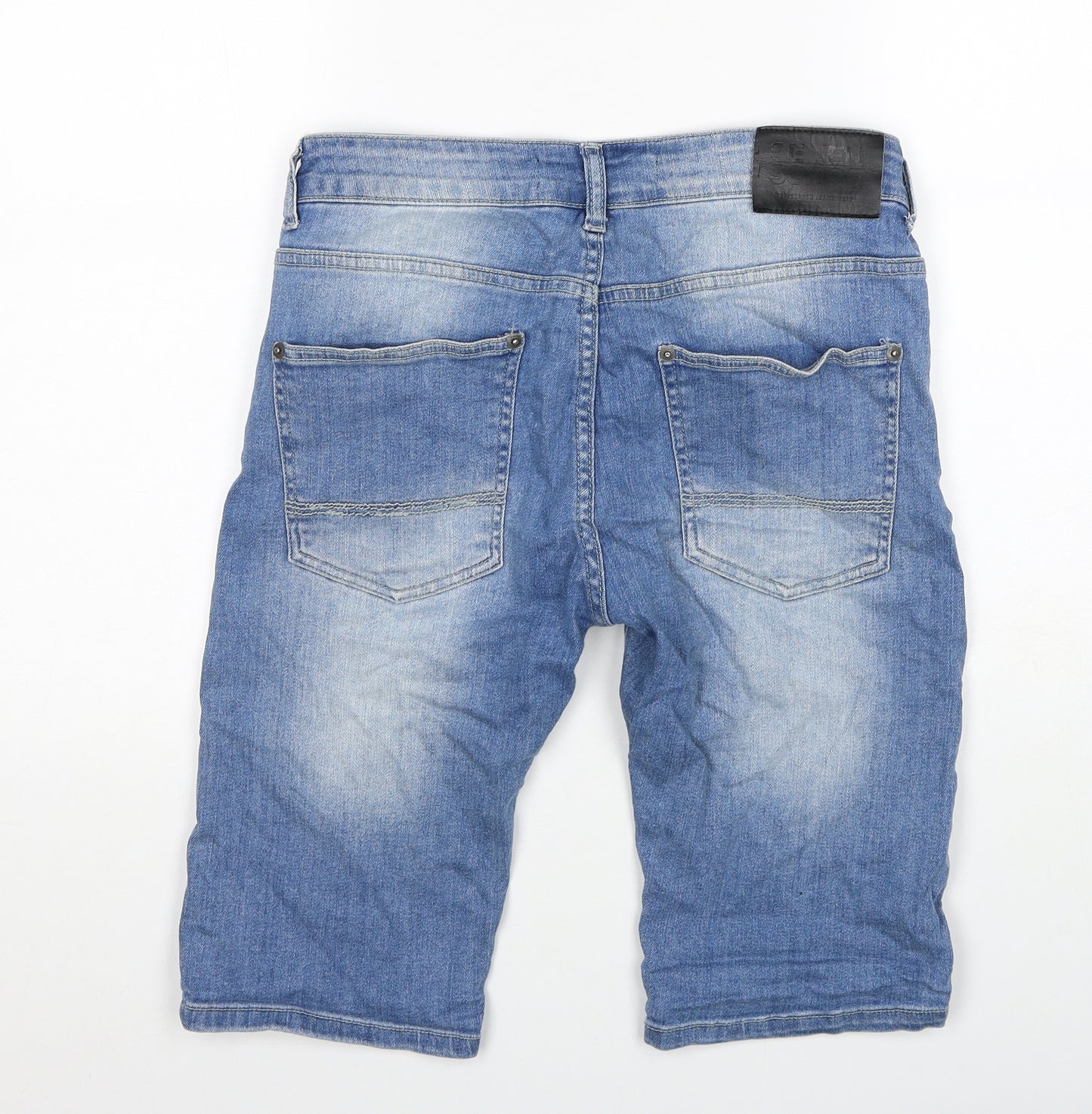 Seven Series Mens Blue Cotton Bermuda Shorts Size 32 in Regular Zip