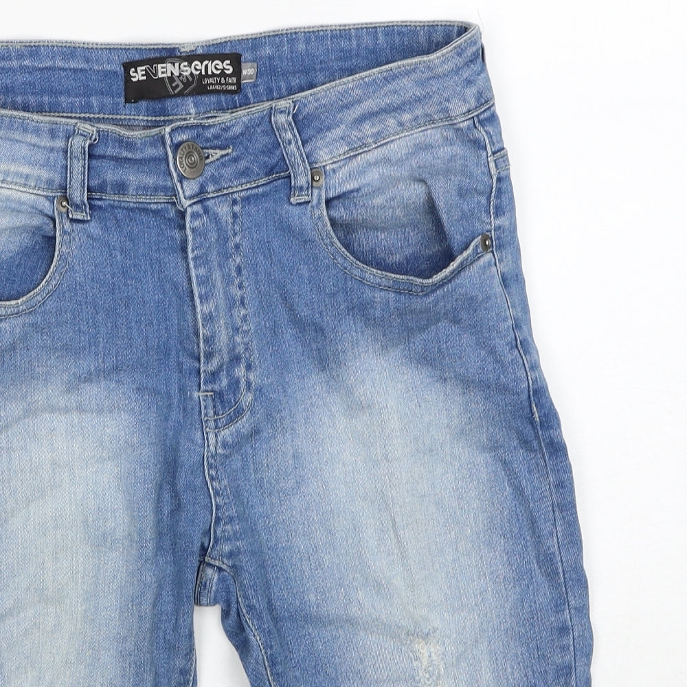 Seven Series Mens Blue Cotton Bermuda Shorts Size 32 in Regular Zip