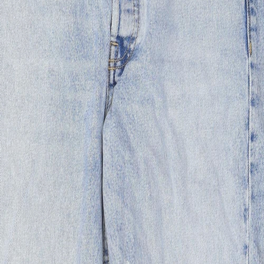 Zara Womens Blue Cotton Straight Jeans Size 10 Regular Zip
