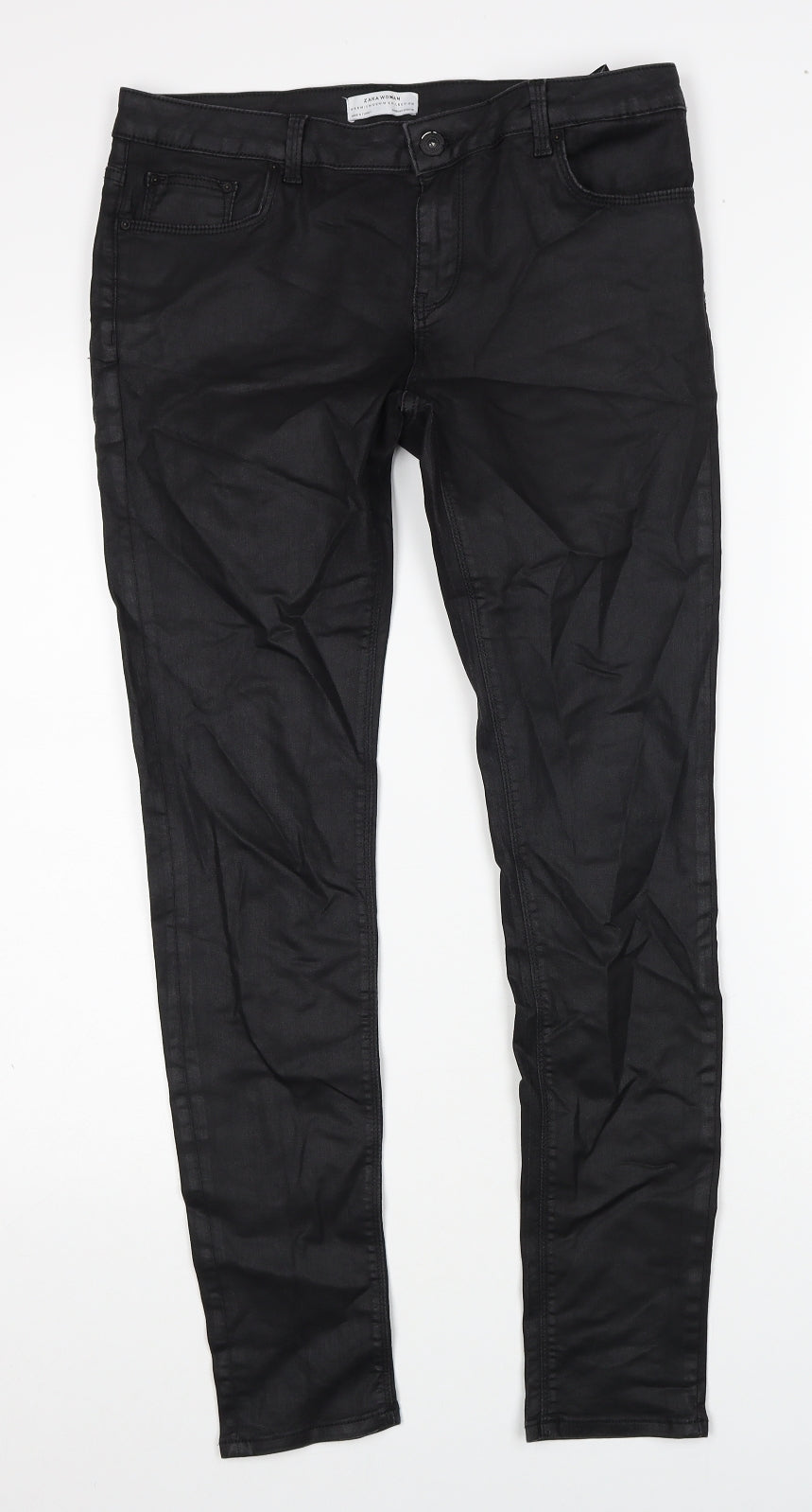 Zara Womens Black Cotton Skinny Jeans Size 10 Regular Zip