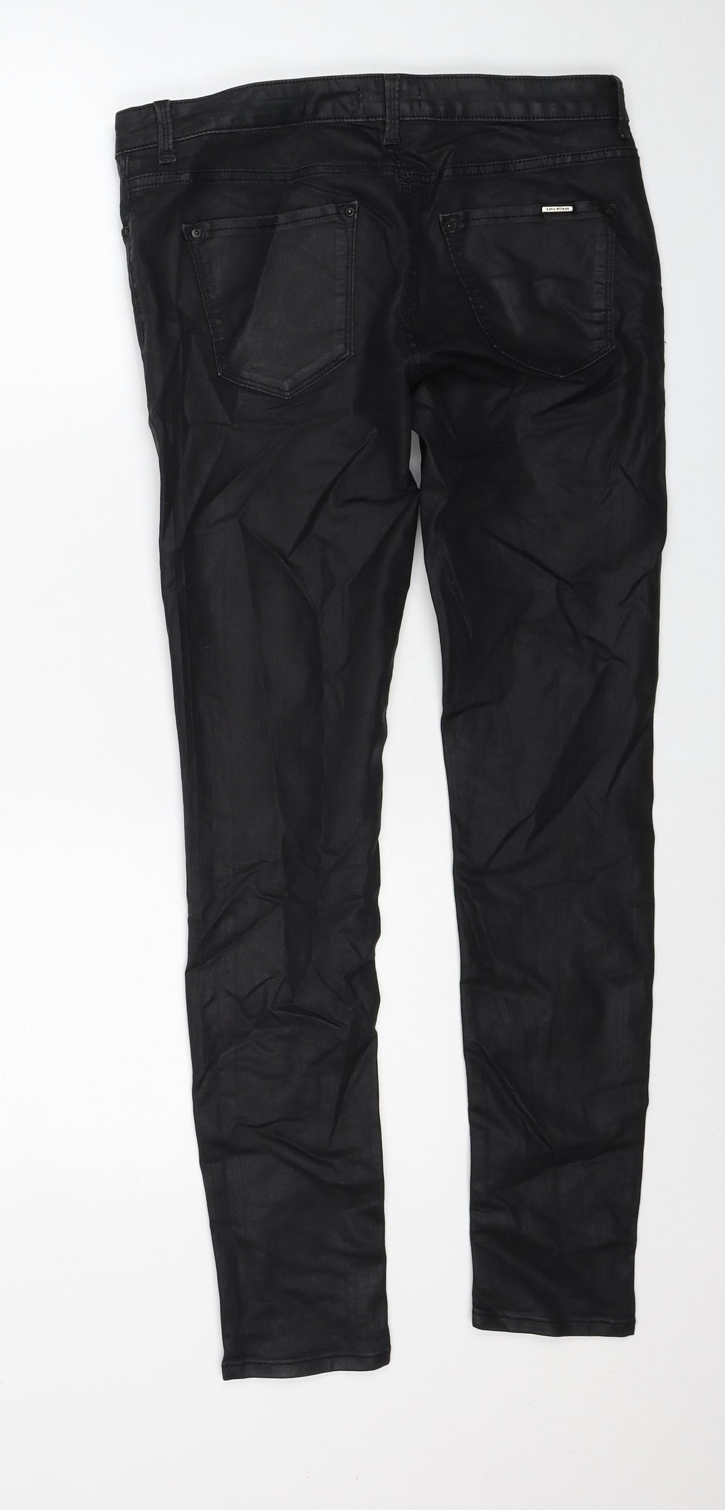 Zara Womens Black Cotton Skinny Jeans Size 10 Regular Zip