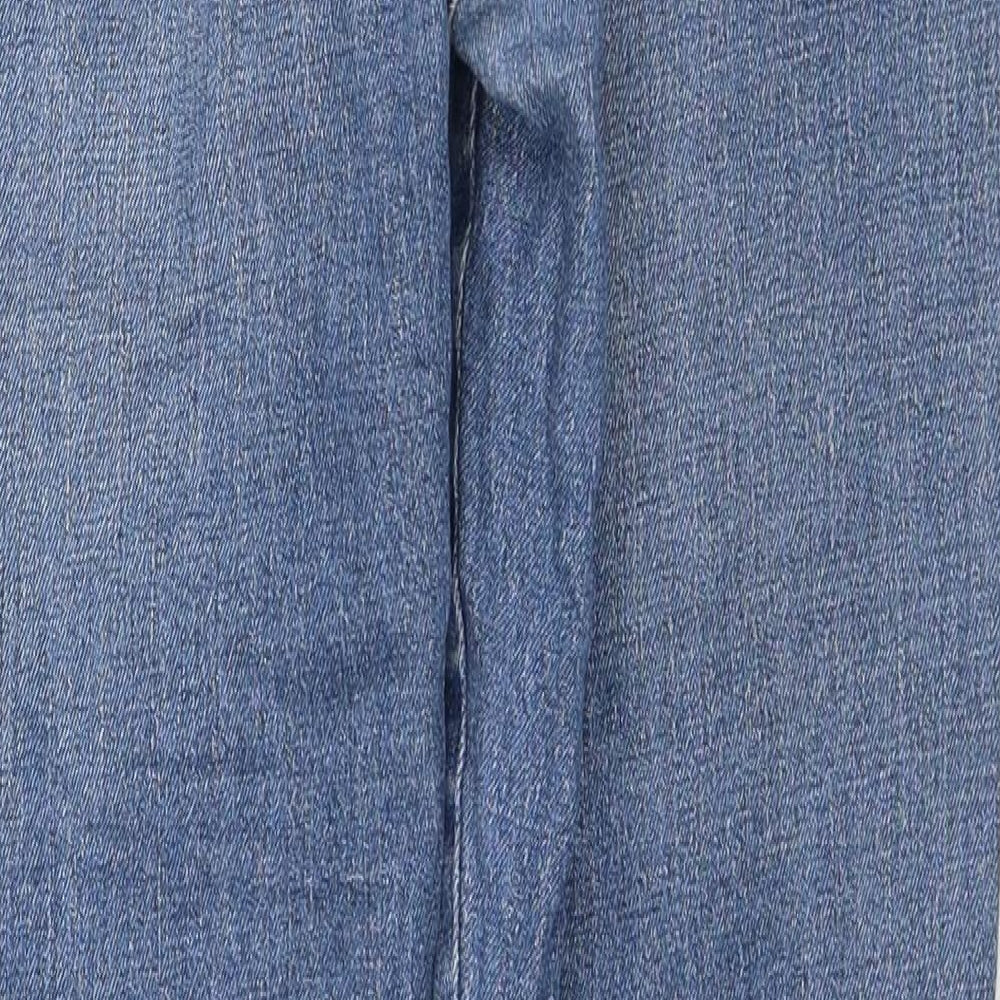 Wrangler Mens Blue Cotton Straight Jeans Size 34 in L30 in Regular Zip