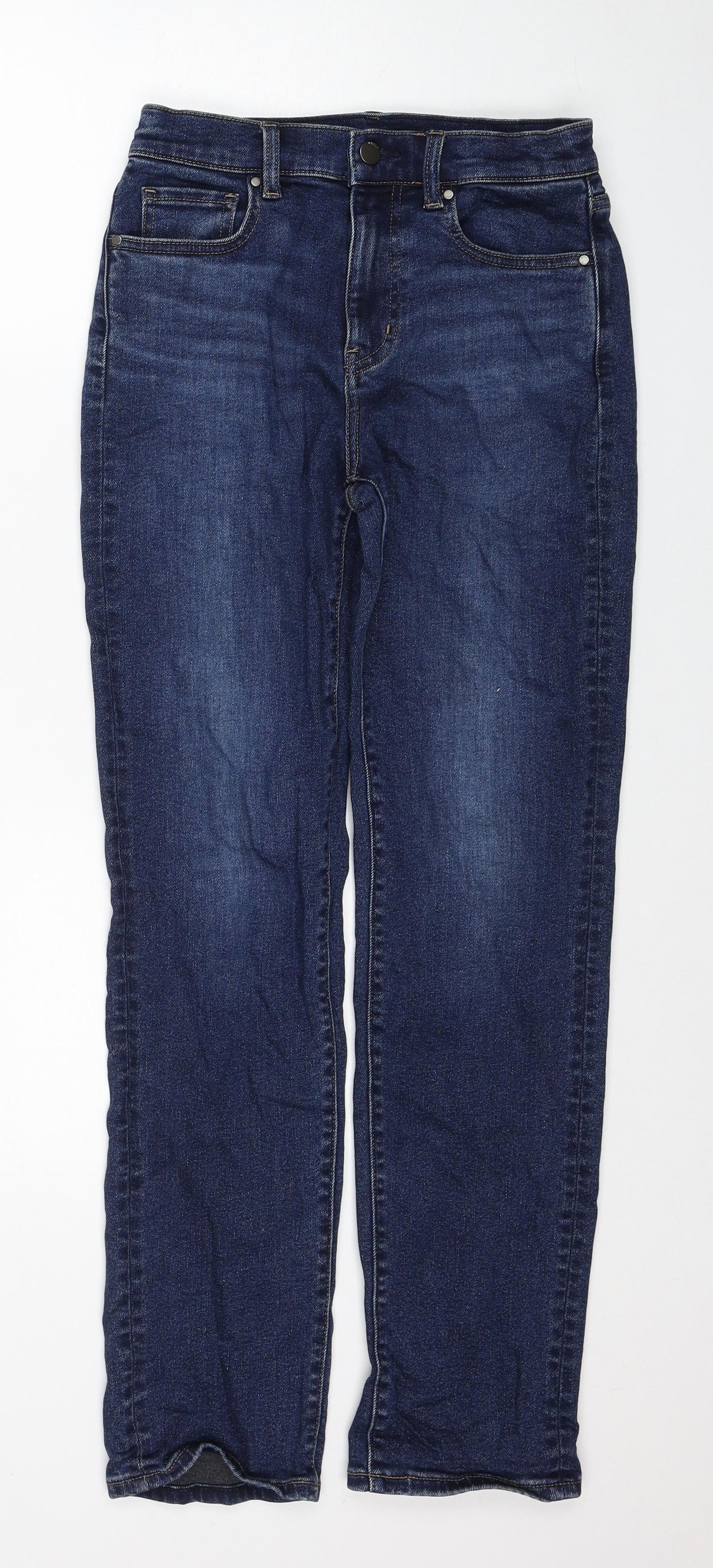 Uniqlo Womens Blue Cotton Straight Jeans Size 8 Regular Zip