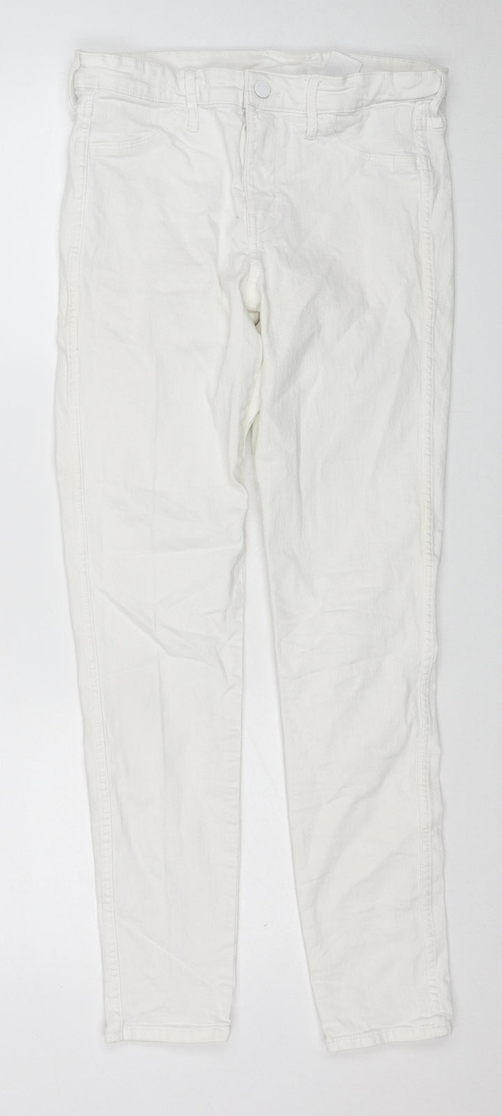 H&M Womens White Cotton Skinny Jeans Size 28 Regular Zip