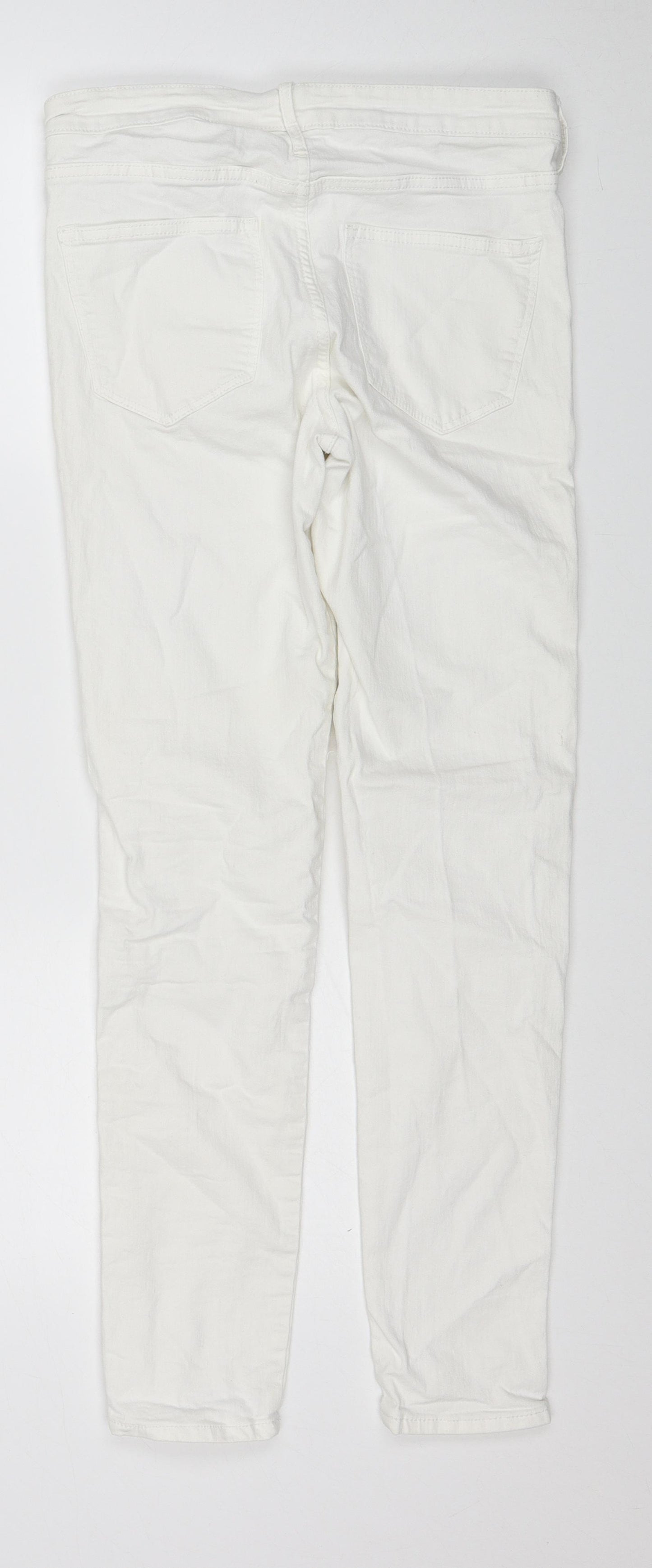 H&M Womens White Cotton Skinny Jeans Size 28 Regular Zip