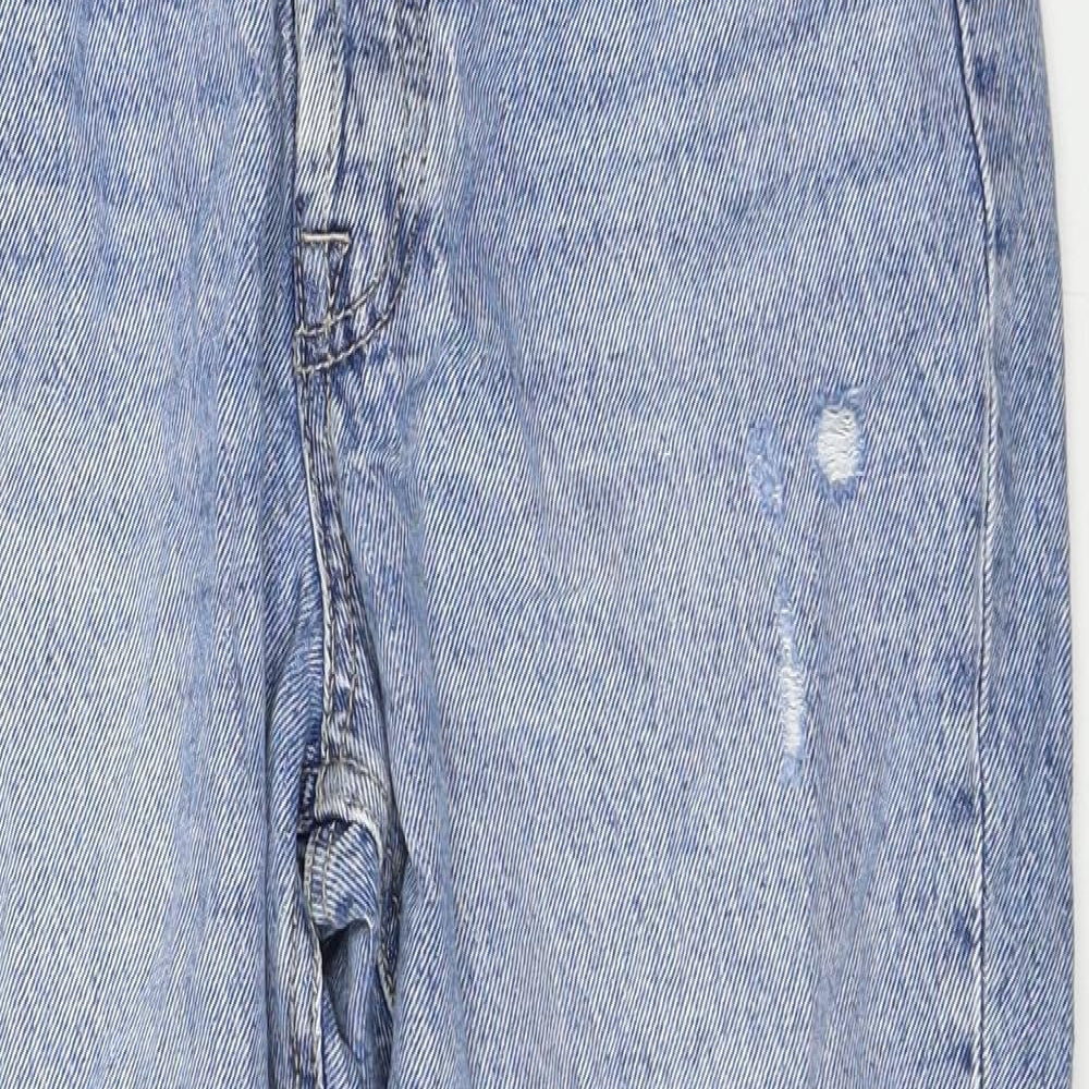 Stradivarius Womens Blue Cotton Mom Jeans Size 12 Regular Zip