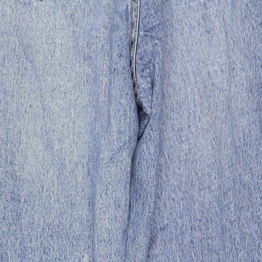 Stradivarius Womens Blue Cotton Mom Jeans Size 12 Regular Zip