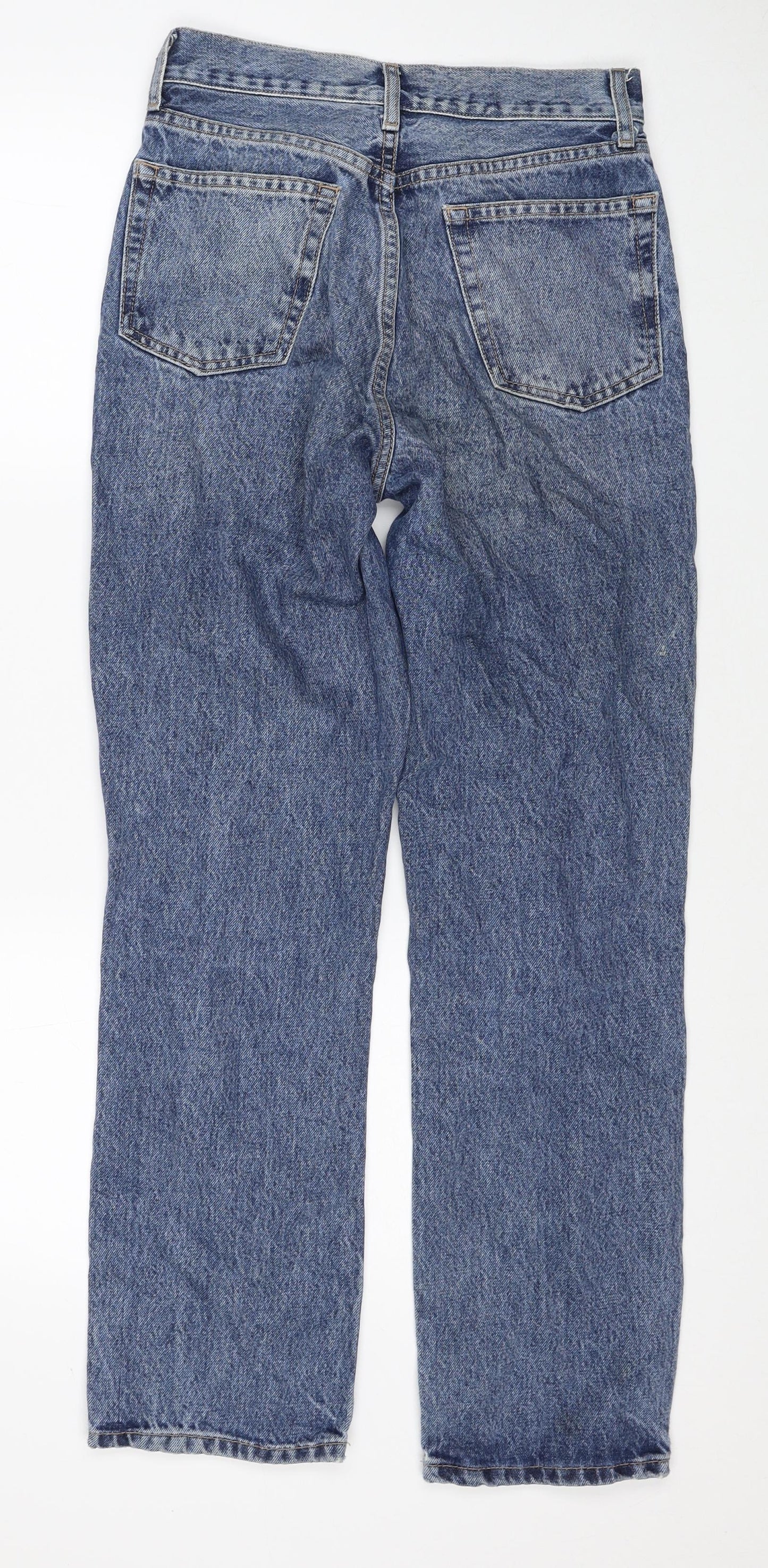 Topshop Womens Blue Cotton Straight Jeans Size 25 in L30 in Regular Zip
