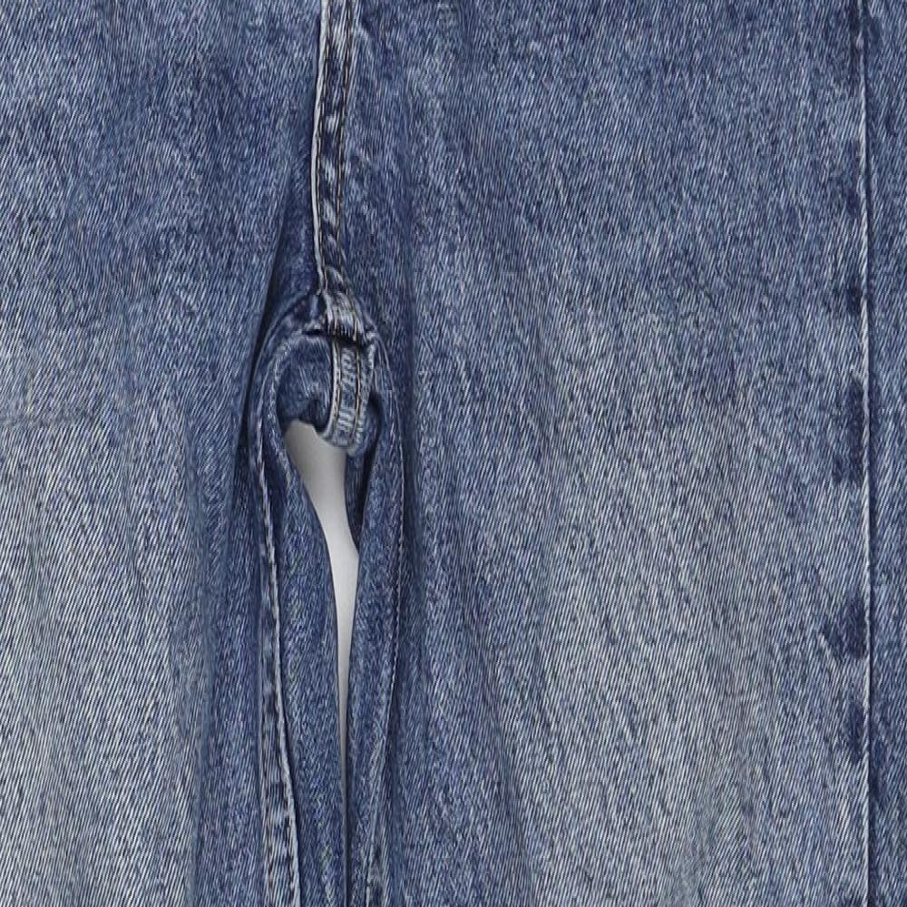 Topshop Womens Blue Cotton Straight Jeans Size 25 in L30 in Regular Zip