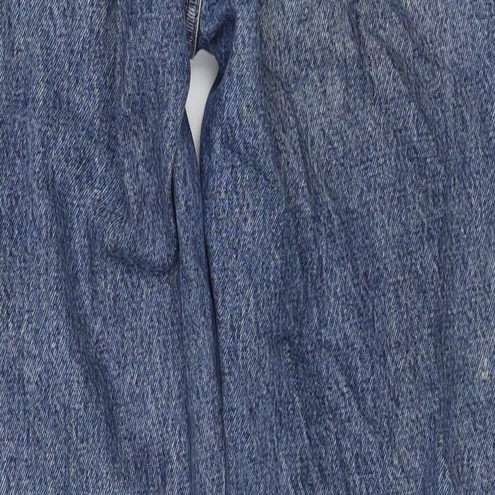 Topshop Womens Blue Cotton Straight Jeans Size 25 in L30 in Regular Zip