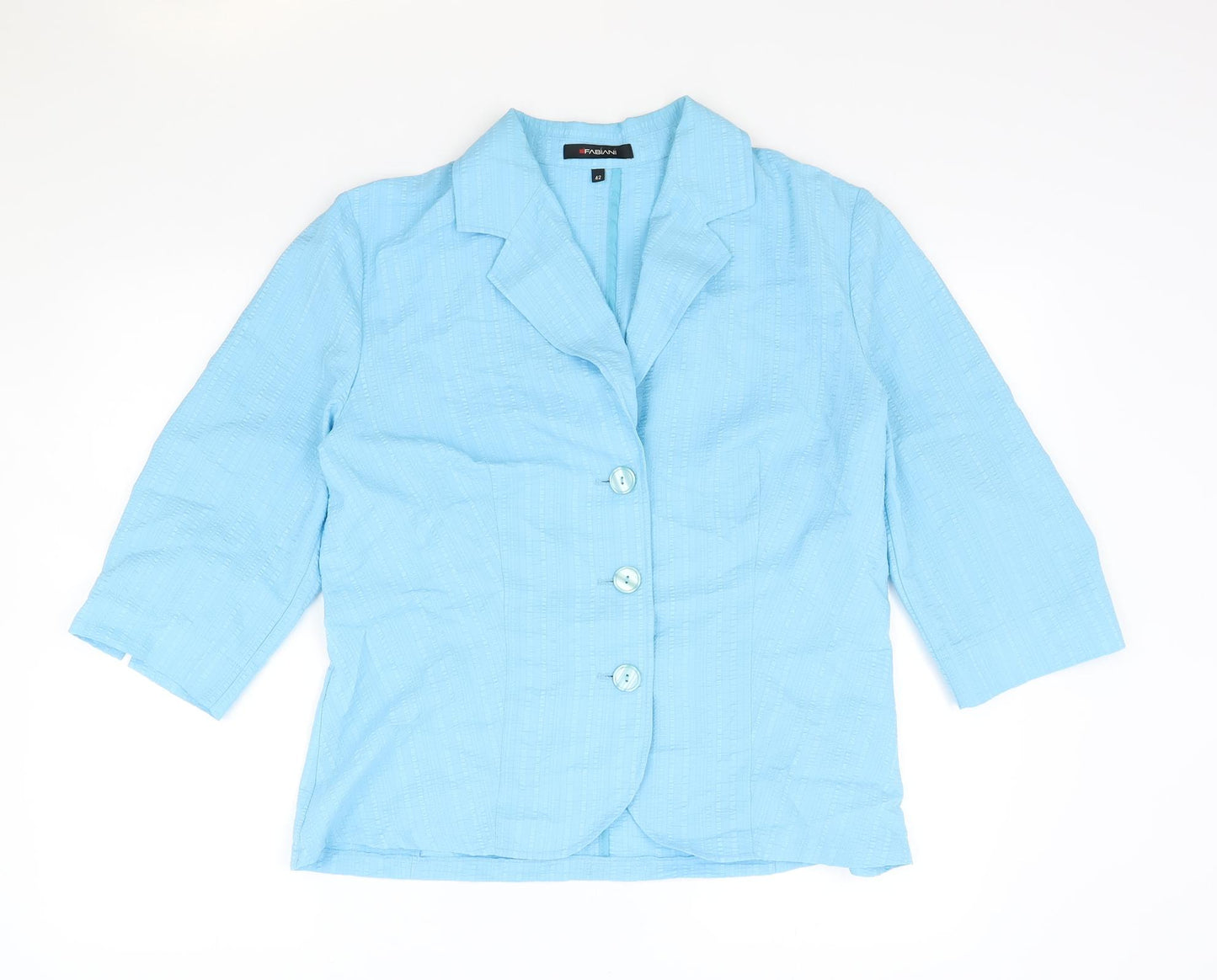 Fabiani Womens Blue Polyester Basic Button-Up Size 14 Collared