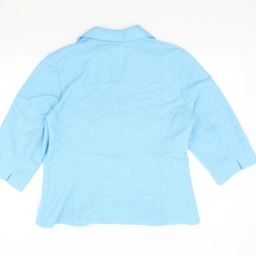 Fabiani Womens Blue Polyester Basic Button-Up Size 14 Collared