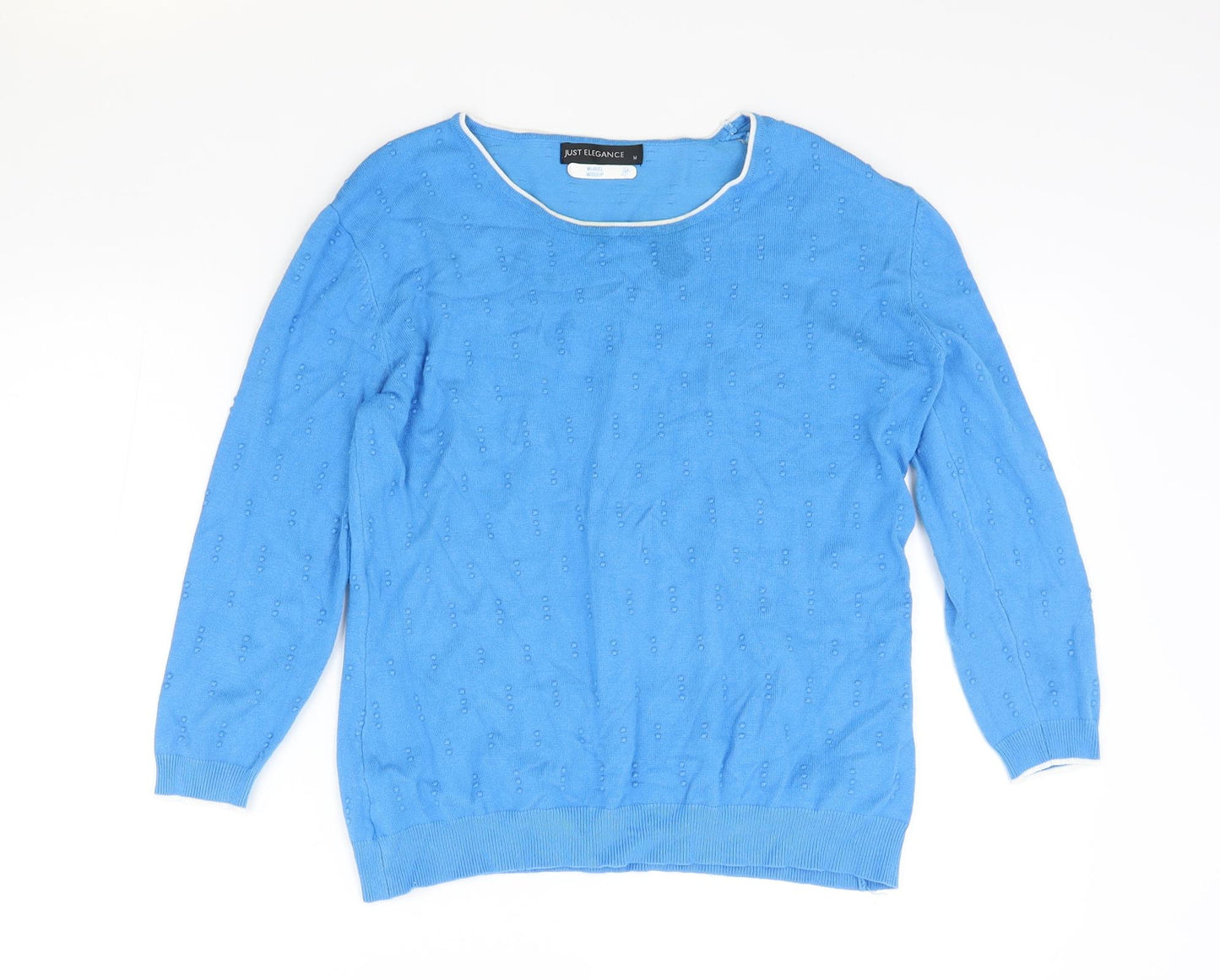 Just Elegance Womens Blue Round Neck Viscose Pullover Jumper Size M