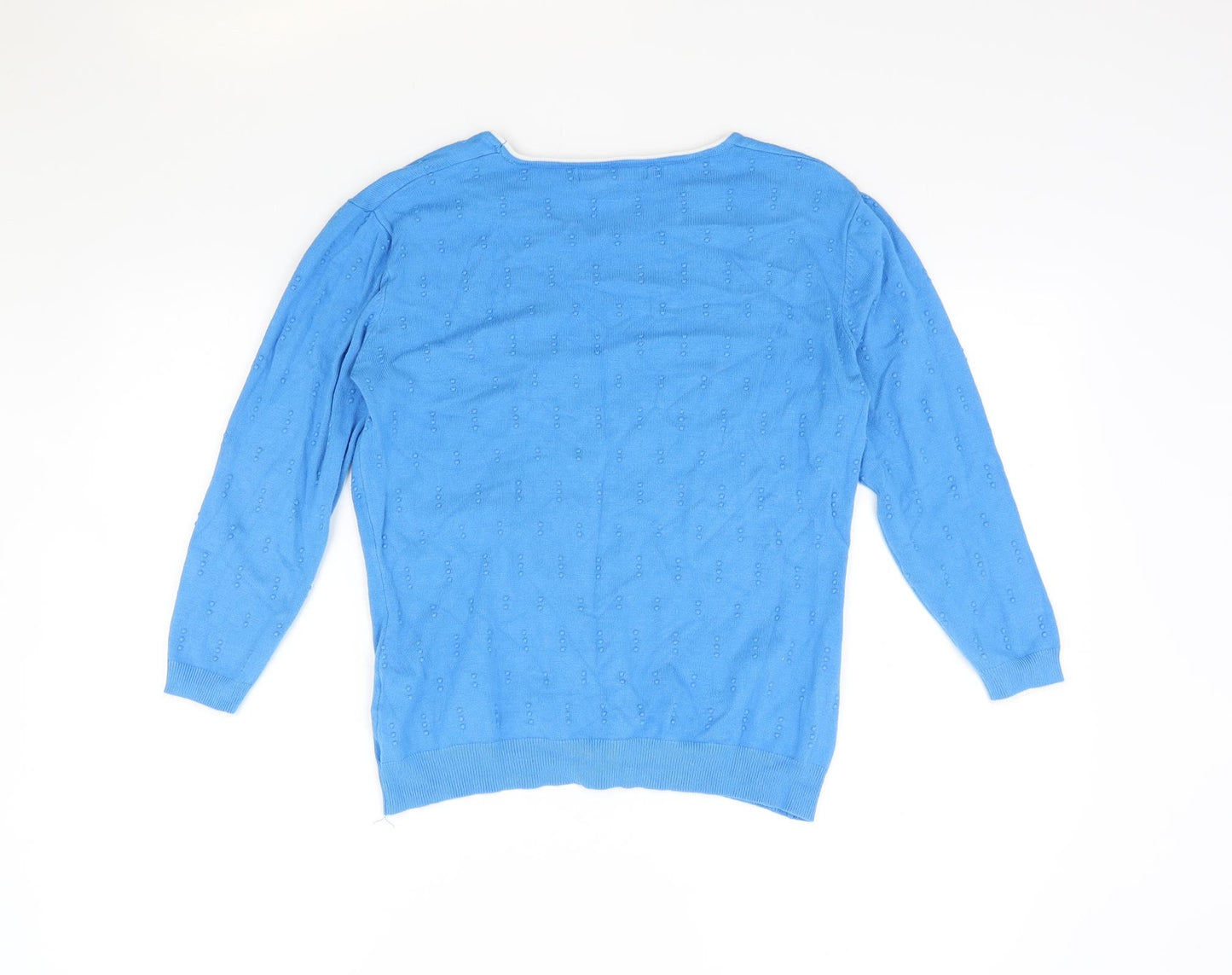 Just Elegance Womens Blue Round Neck Viscose Pullover Jumper Size M