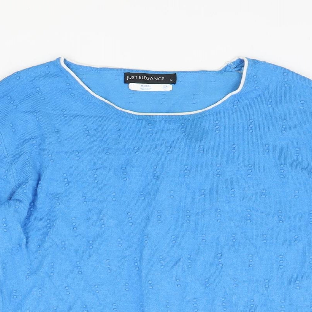 Just Elegance Womens Blue Round Neck Viscose Pullover Jumper Size M