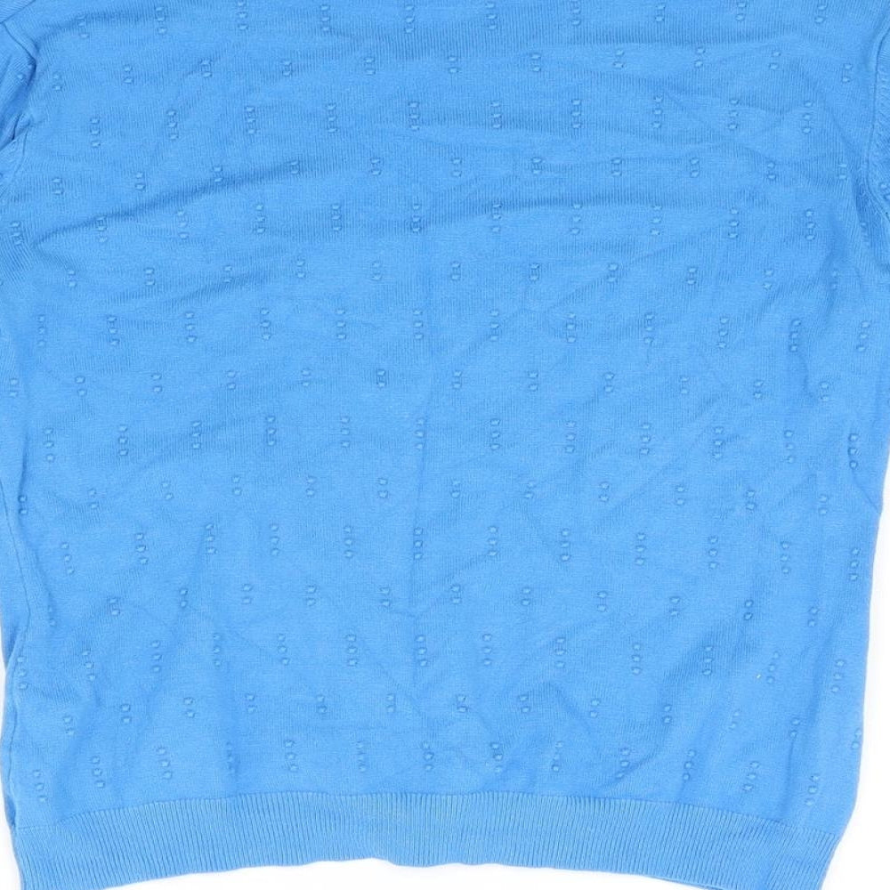 Just Elegance Womens Blue Round Neck Viscose Pullover Jumper Size M
