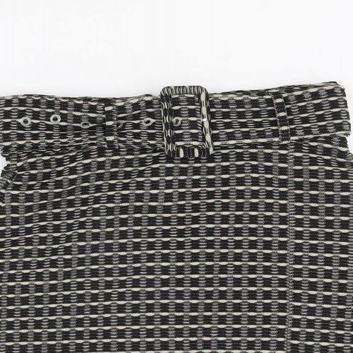 Select Womens Black Geometric Polyester Straight & Pencil Skirt Size 8 Zip - Belt Inlcuded