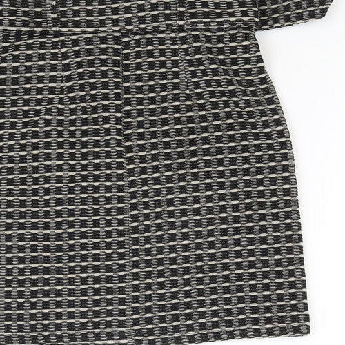 Select Womens Black Geometric Polyester Straight & Pencil Skirt Size 8 Zip - Belt Inlcuded