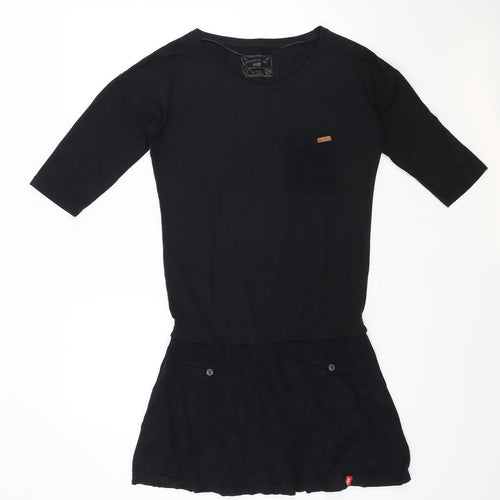 EDC Womens Black Polyester T-Shirt Dress Size 6 Round Neck Pullover