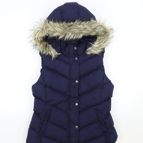 Gap Womens Blue Quilted Waistcoat Size M Zip