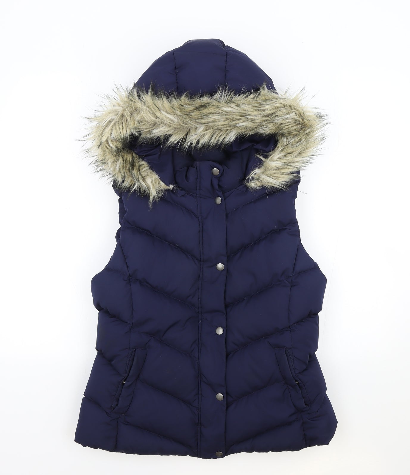 Gap Womens Blue Quilted Waistcoat Size M Zip