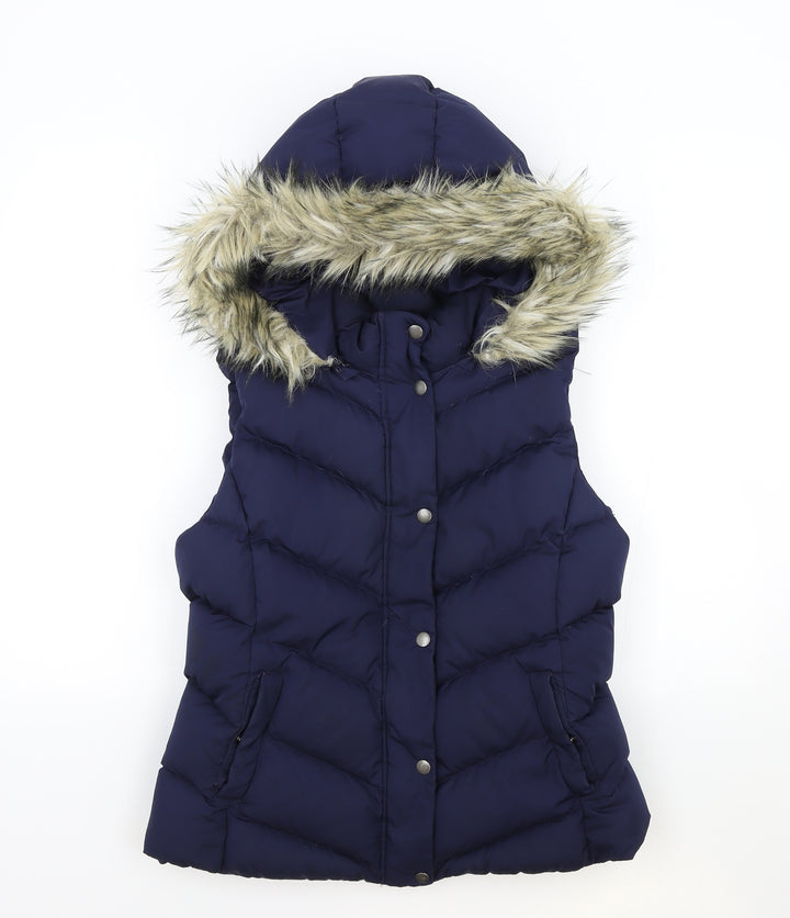 Gap Womens Blue Quilted Waistcoat Size M Zip