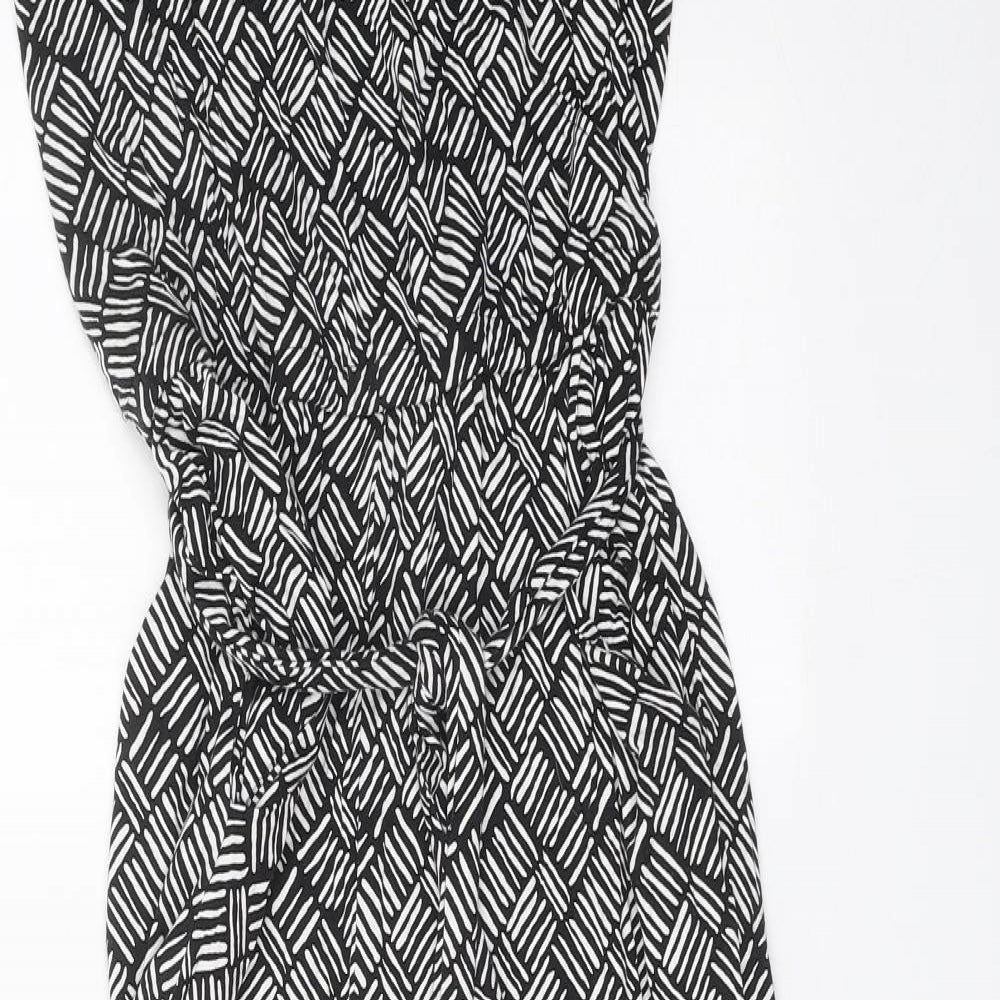 TU Womens Black Geometric Viscose Jumpsuit One-Piece Size 12 Pullover