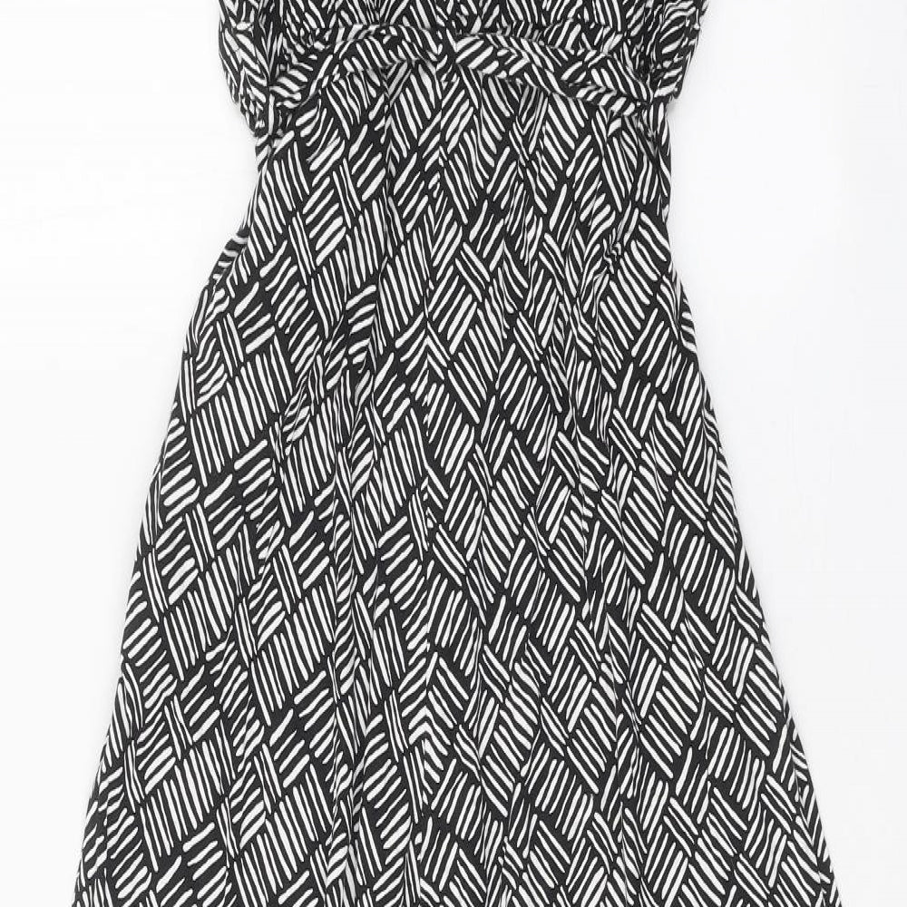 TU Womens Black Geometric Viscose Jumpsuit One-Piece Size 12 Pullover