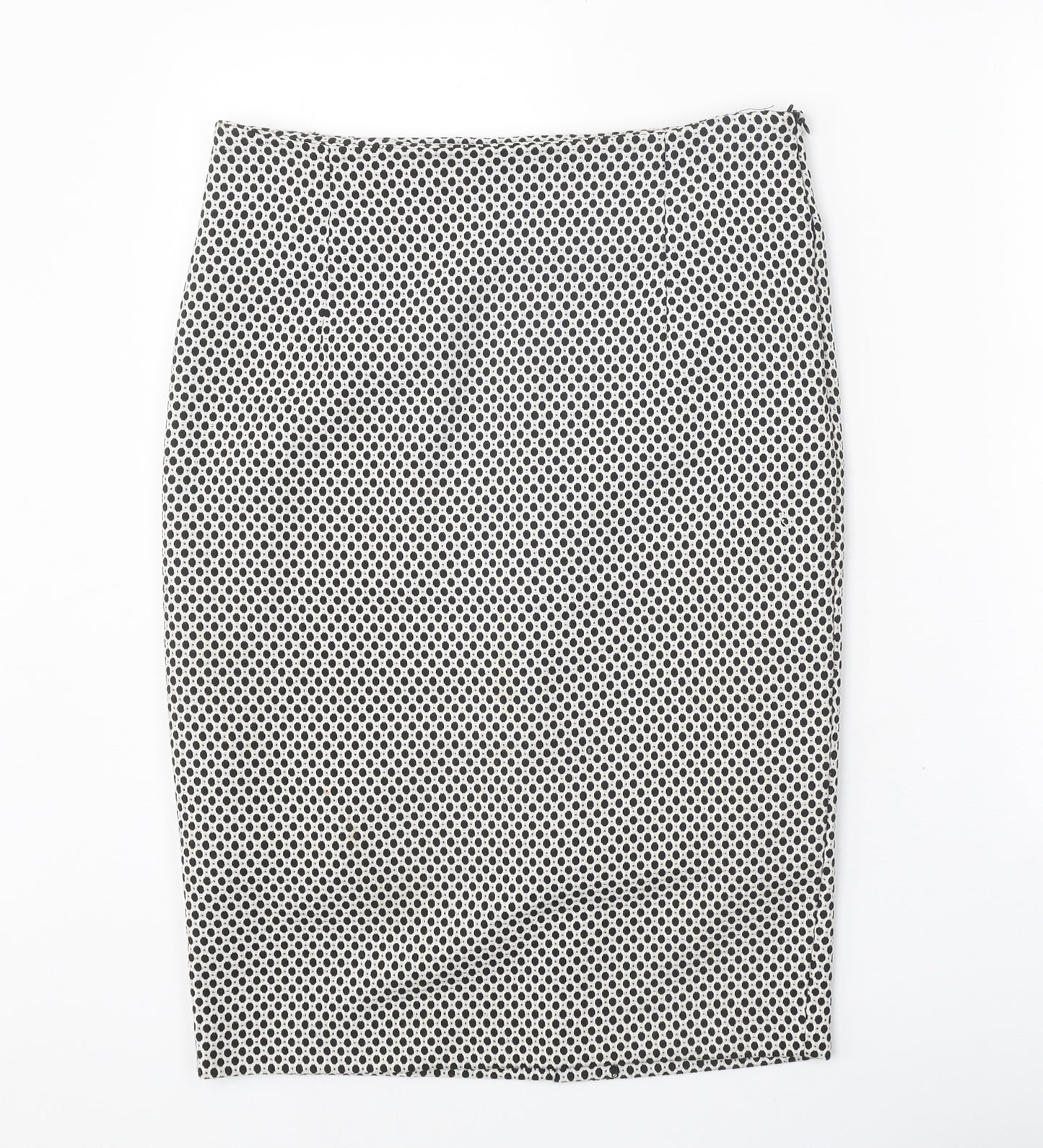 TU Womens White Geometric Polyester Straight & Pencil Skirt Size 12 Zip
