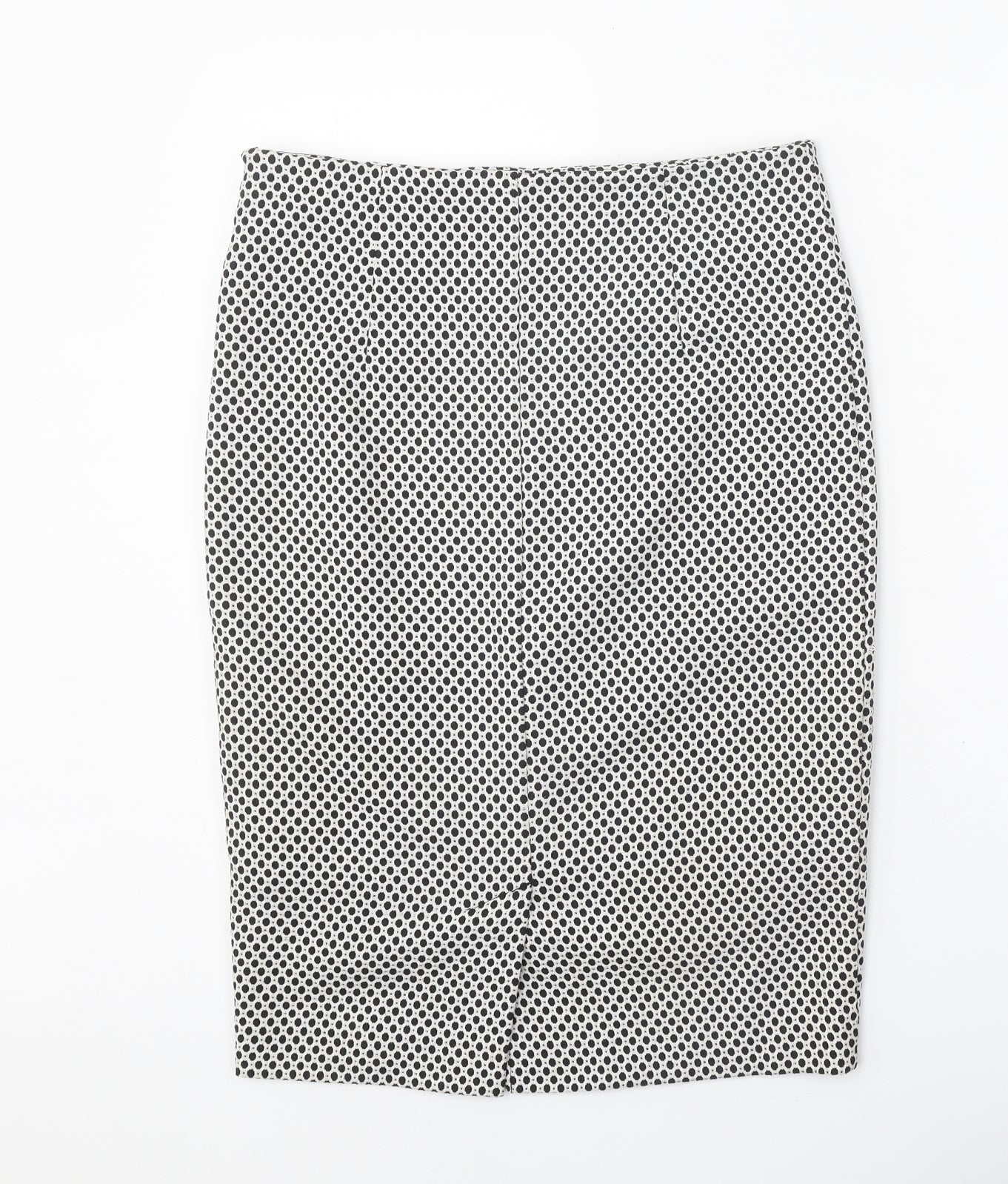 TU Womens White Geometric Polyester Straight & Pencil Skirt Size 12 Zip