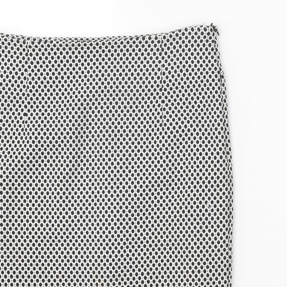TU Womens White Geometric Polyester Straight & Pencil Skirt Size 12 Zip