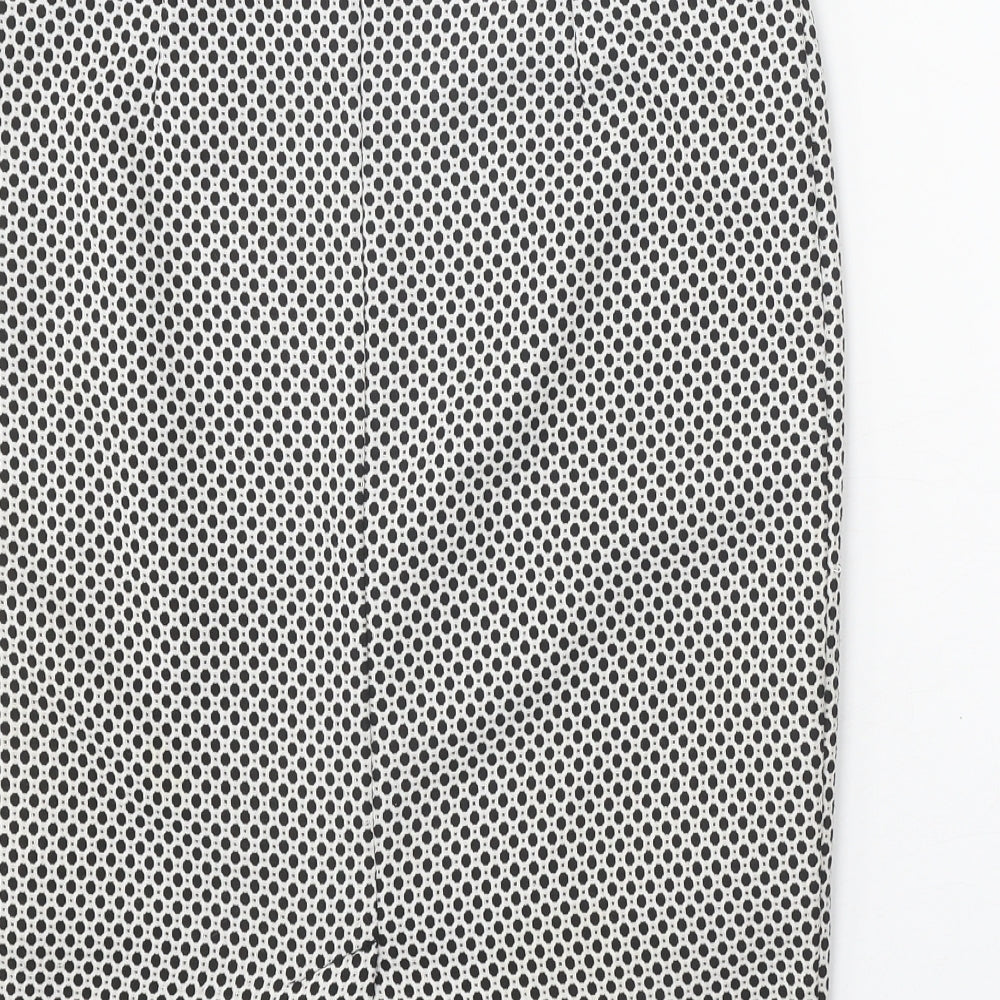 TU Womens White Geometric Polyester Straight & Pencil Skirt Size 12 Zip