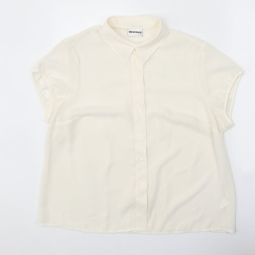 essence Womens White Viscose Basic Button-Up Size 20 Collared