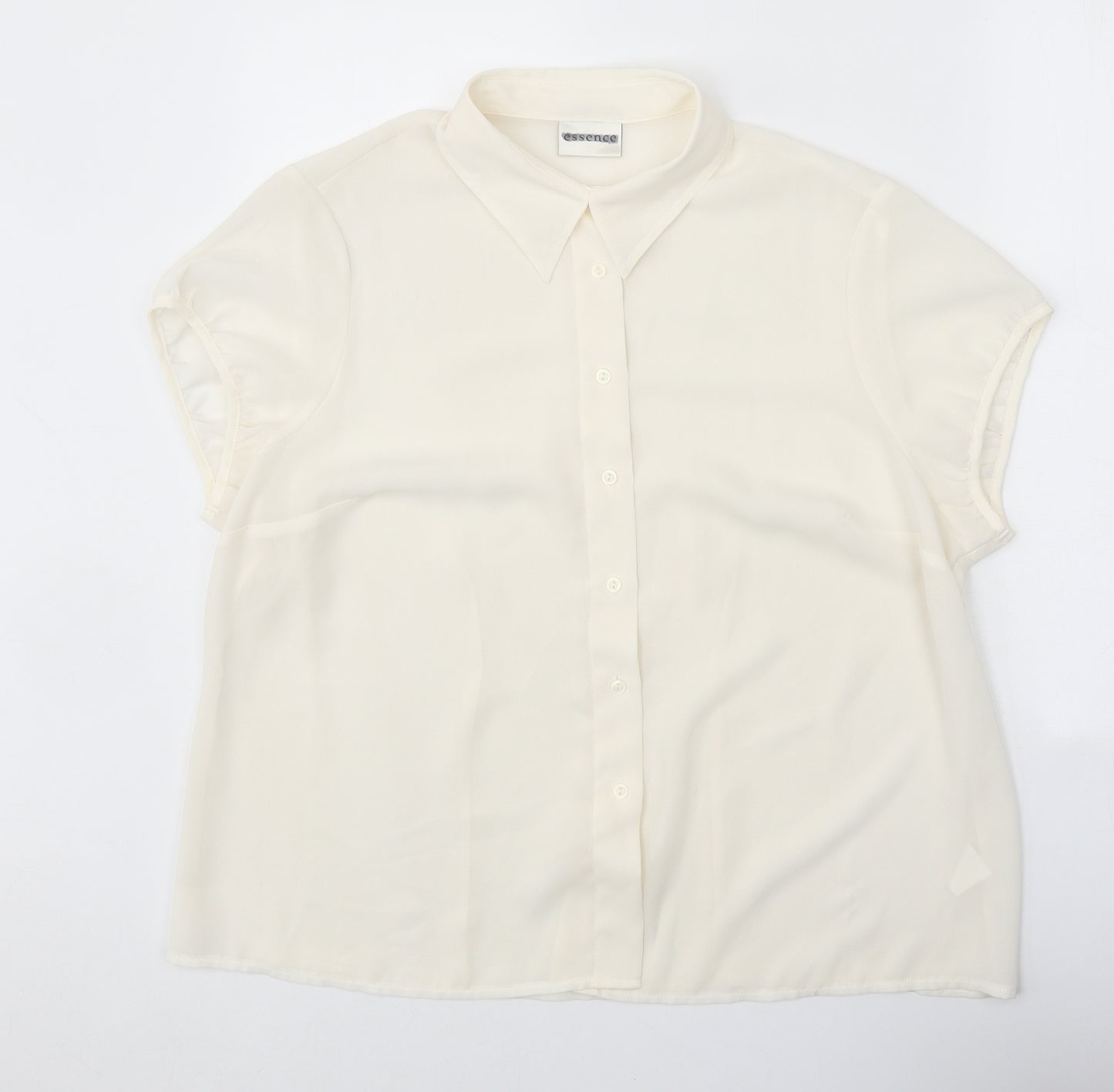 essence Womens White Viscose Basic Button-Up Size 20 Collared