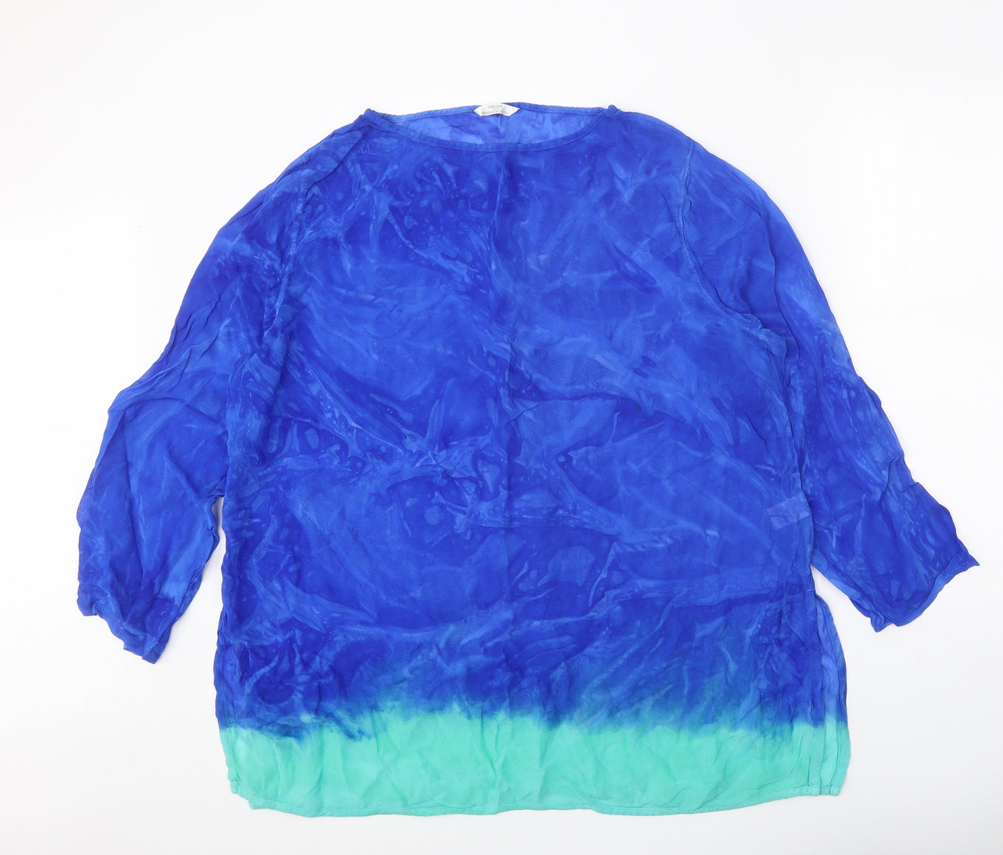 Marks and Spencer Womens Blue Viscose Basic Blouse Size 20 Boat Neck - Ombré