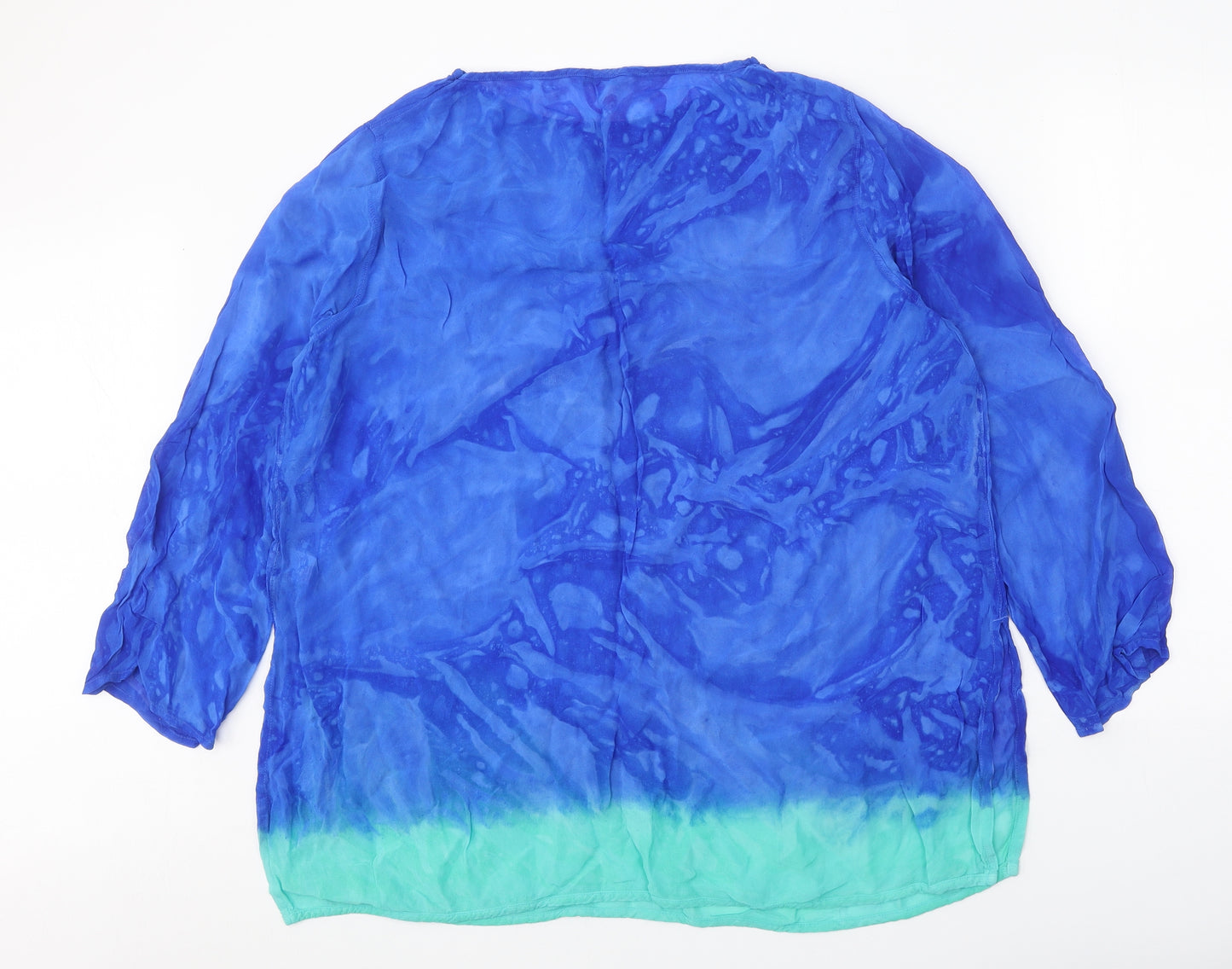 Marks and Spencer Womens Blue Viscose Basic Blouse Size 20 Boat Neck - Ombré
