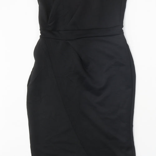 Preworn Womens Black Cotton Shift Size L Off the Shoulder Zip