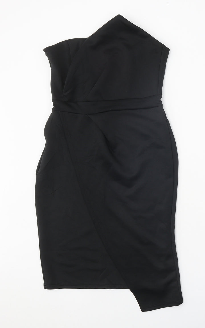Preworn Womens Black Cotton Shift Size L Off the Shoulder Zip