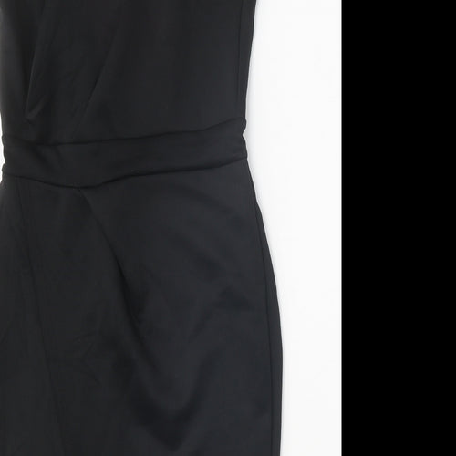 Preworn Womens Black Cotton Shift Size L Off the Shoulder Zip