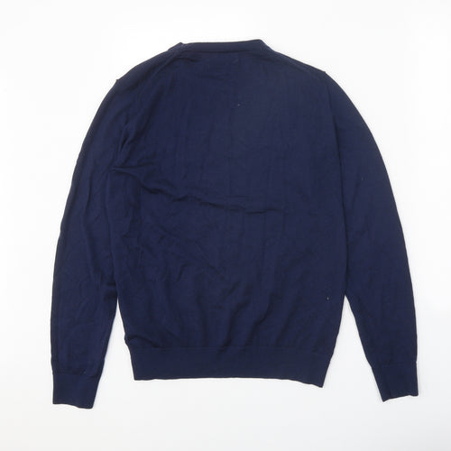 Marks and Spencer Womens Blue Round Neck 100% Merino Wool Pullover Jumper Size 14