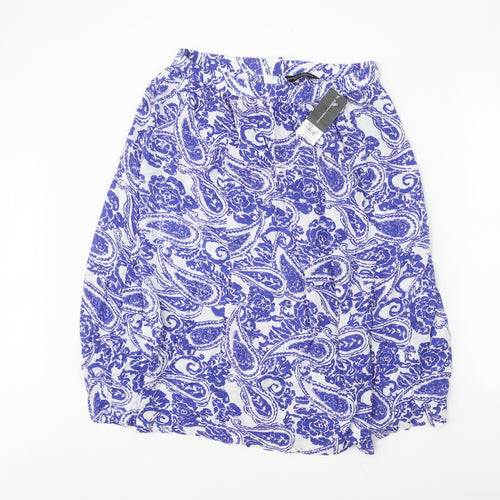 Dorothy Perkins Womens White Paisley Viscose Swing Skirt Size 10 Zip