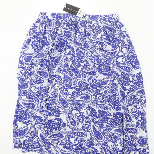 Dorothy Perkins Womens White Paisley Viscose Swing Skirt Size 10 Zip