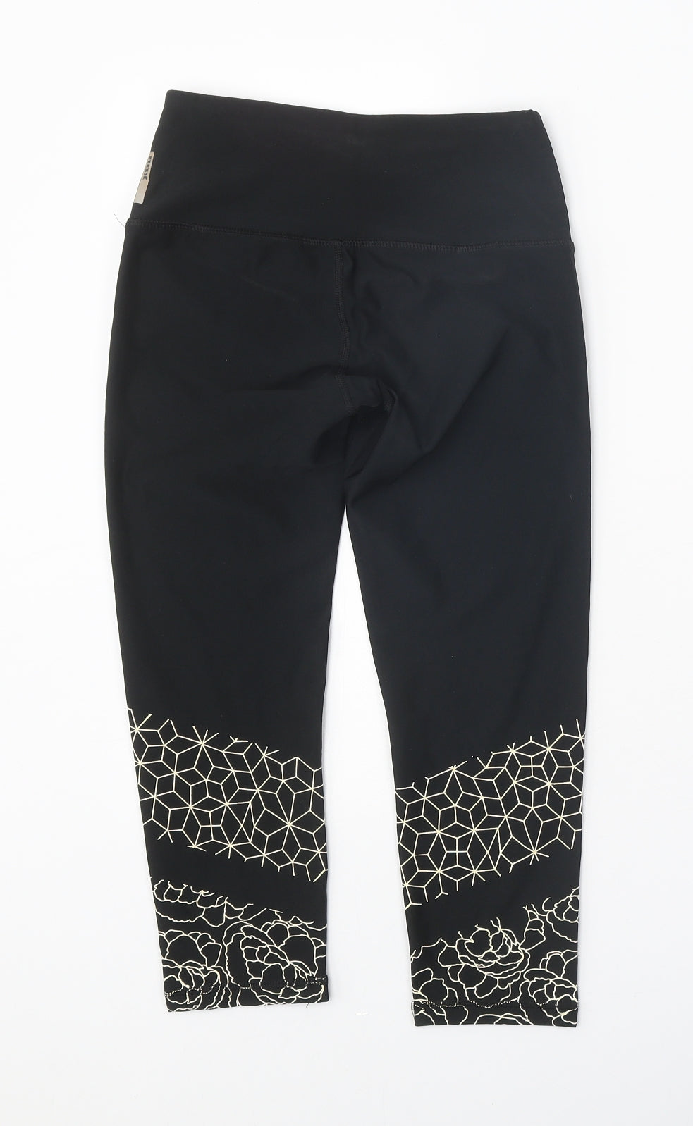 RBX Womens Black Geometric Polyester Cropped Leggings Size XS Regular Pullover