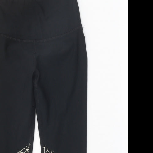 RBX Womens Black Geometric Polyester Cropped Leggings Size XS Regular Pullover