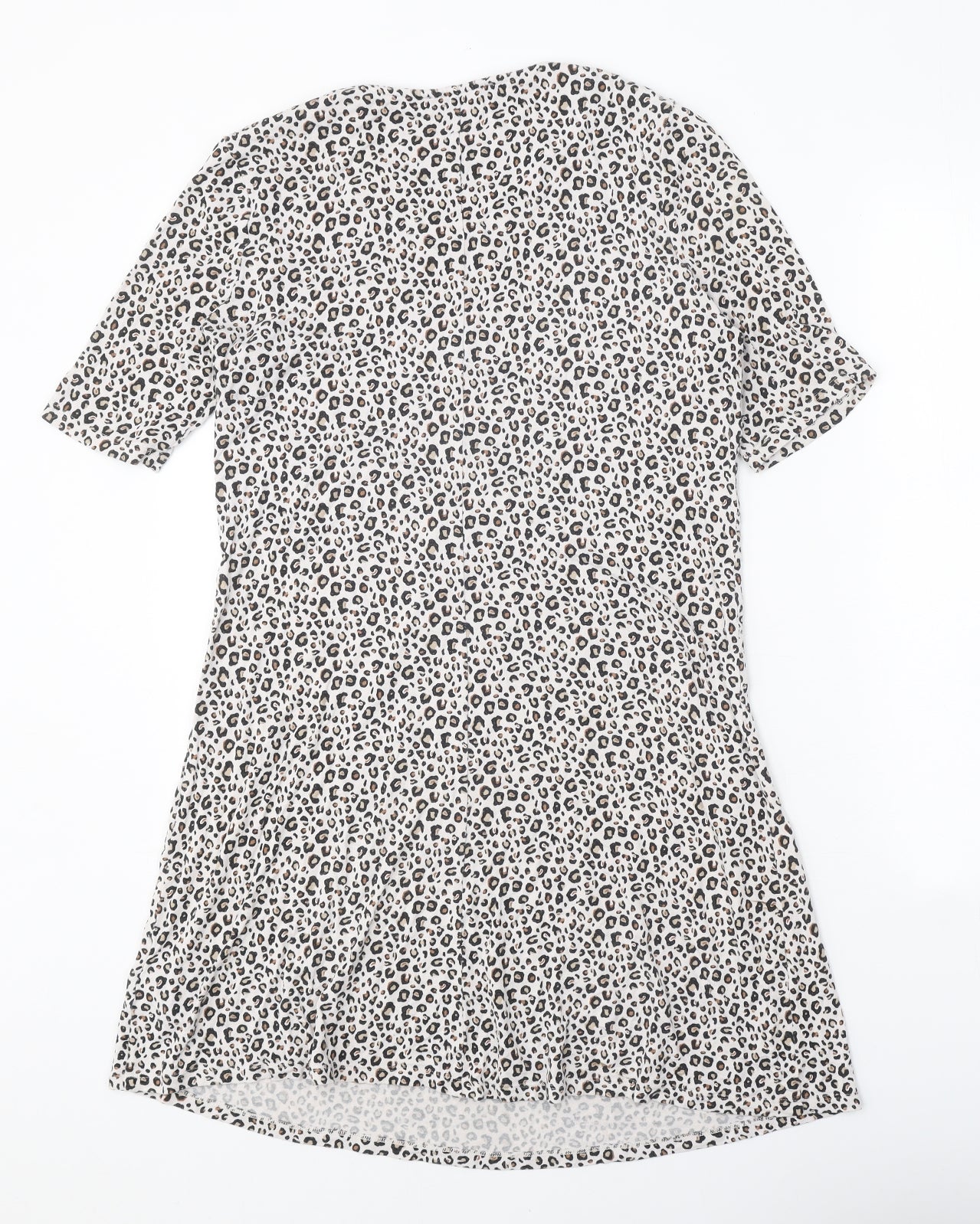 Marks and Spencer Womens Beige Animal Print Viscose Shift Size 10 Round Neck Pullover - Leopard print